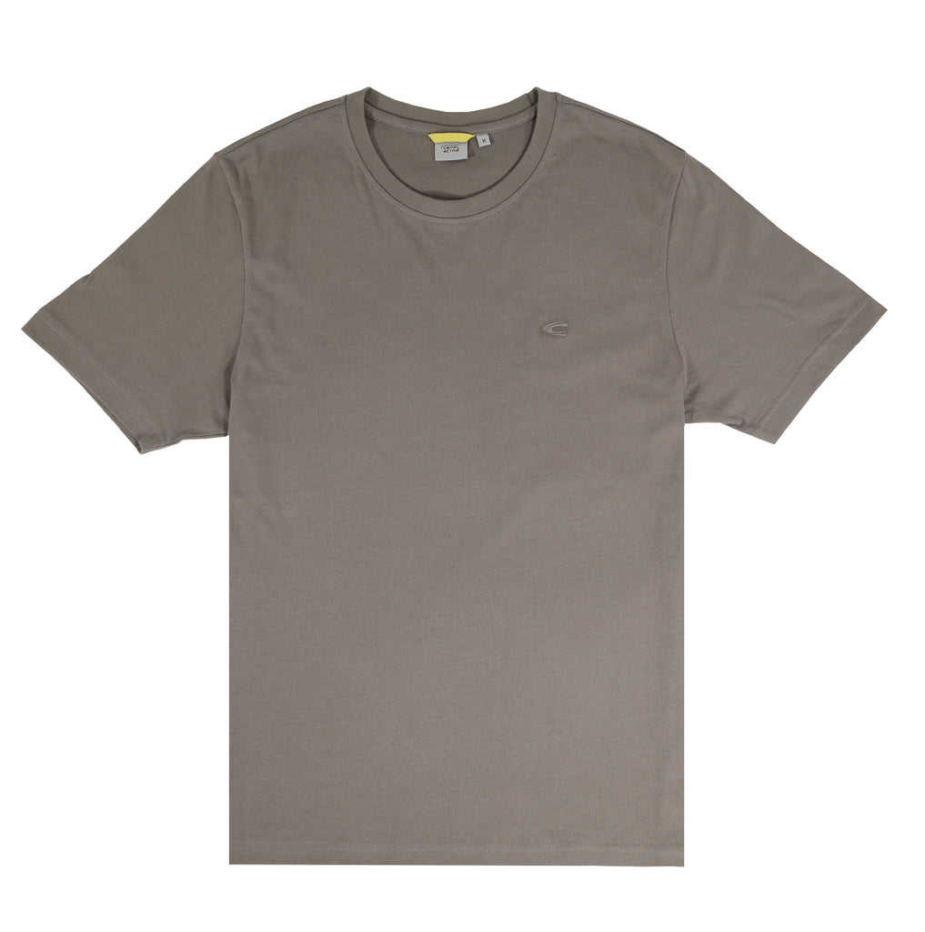 camel active | Short Sleeve T-Shirt Regular Fit Round Neck in Cotton Jersey | Coffee