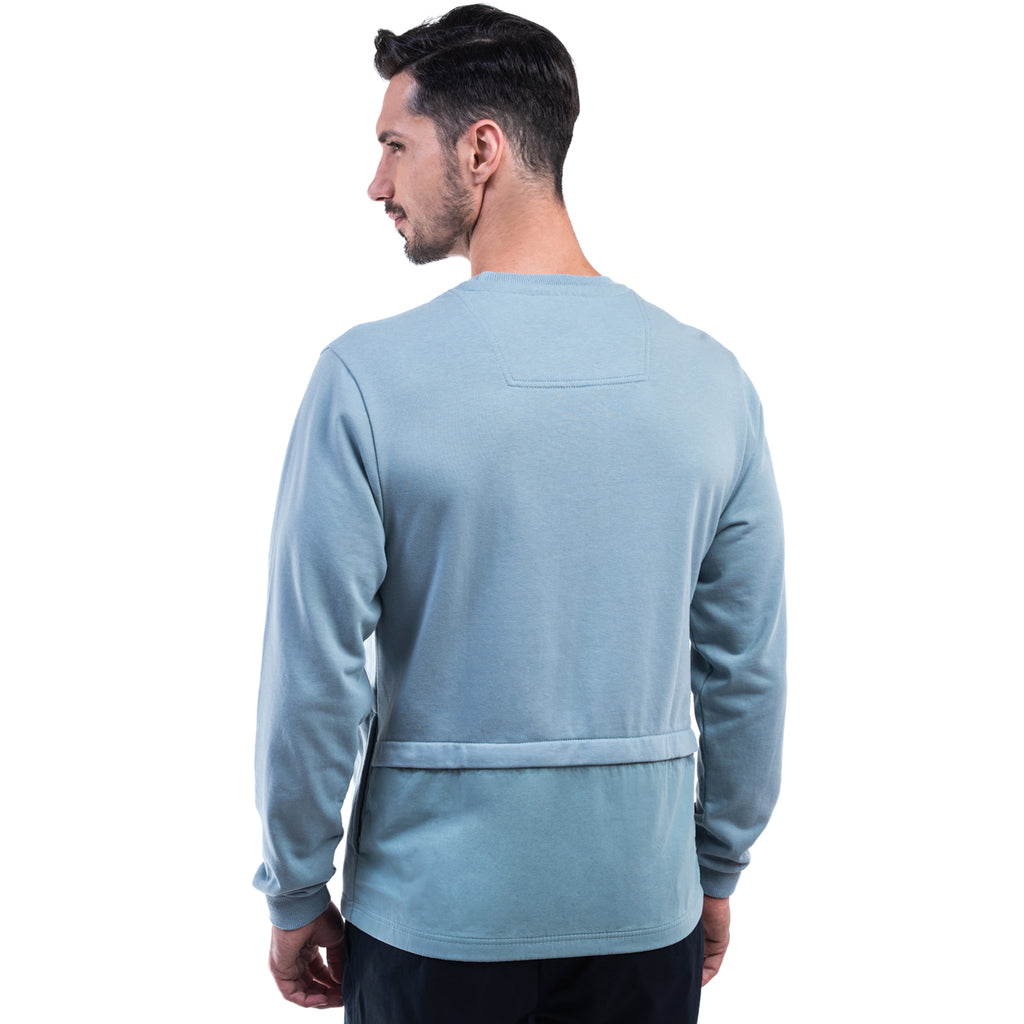 camel active | Long Sleeve Sweater in Regular Fit with Panelled Pocket | Blue Gray