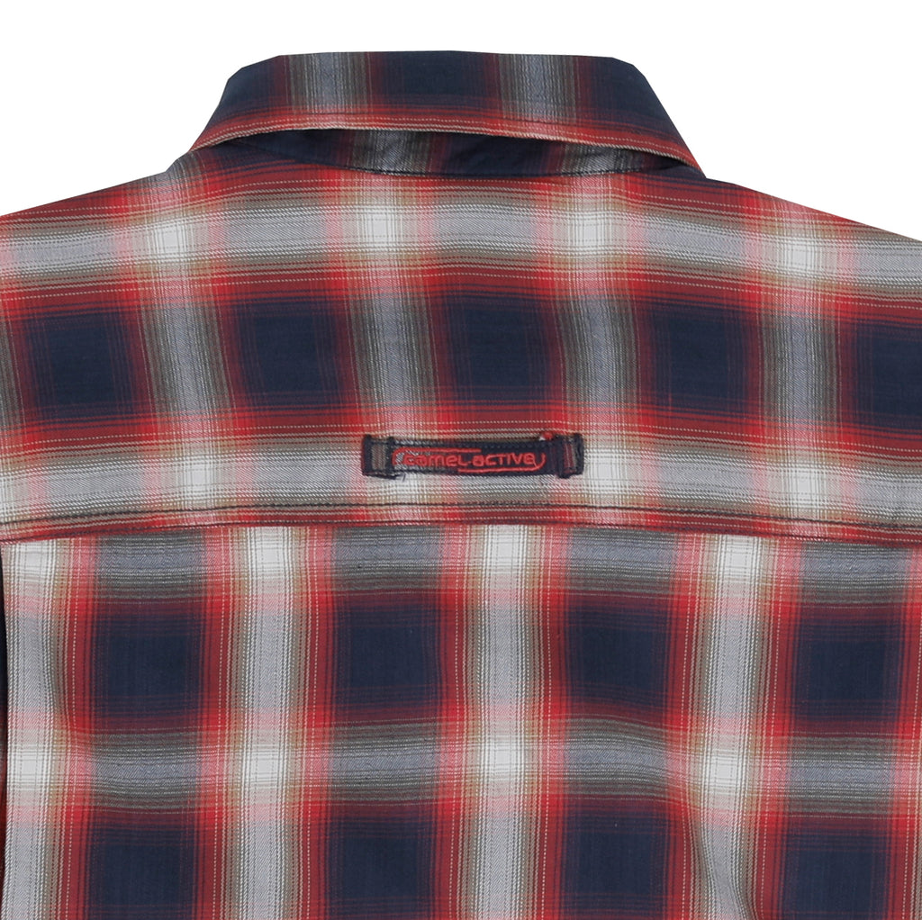 camel active | Short Sleeve Shirt in Regular Fit with Checkered | Navy Blue