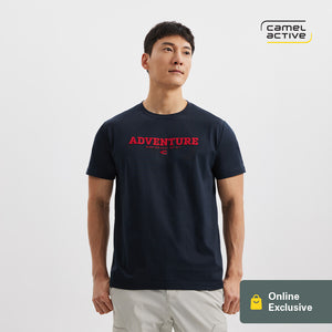 [Online Exclusive] camel active Men Short Sleeve T-Shirt in Regular Fit with Graphic Patches and Embroidery in 5 Colors Cotton 282-AW24C2874A