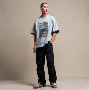 C by camel active Unisex Short Sleeve T-Shirt in Oversized Fit with Seasonal Graphic Print in Grey Cotton 282-AW24C2856