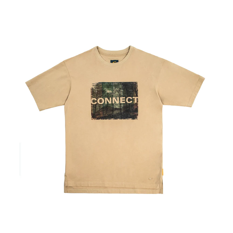 C by camel active | Short Sleeve T-Shirt in Regular Fit with Graphic Print | Sand Brown