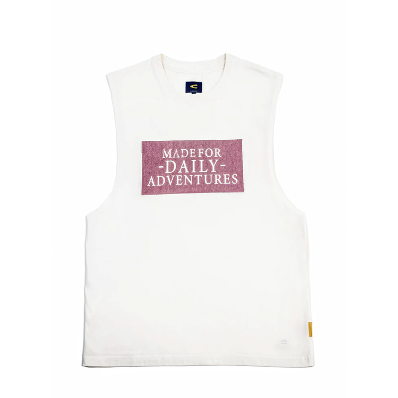 C by camel active | Sleeveless Tank Top in Loose Fit with Graphic Print in Organic Cotton | Off White