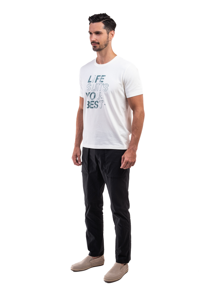 camel active | Short Sleeve T-Shirt Regular Fit Round Neck in Organic Cotton | Off White