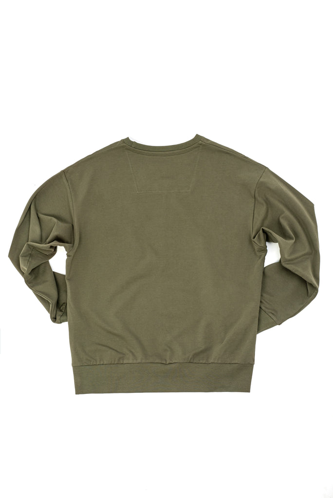 C by camel active | Sweatshirt in Oversized with Crew Neck Panelled Pocket | Olive