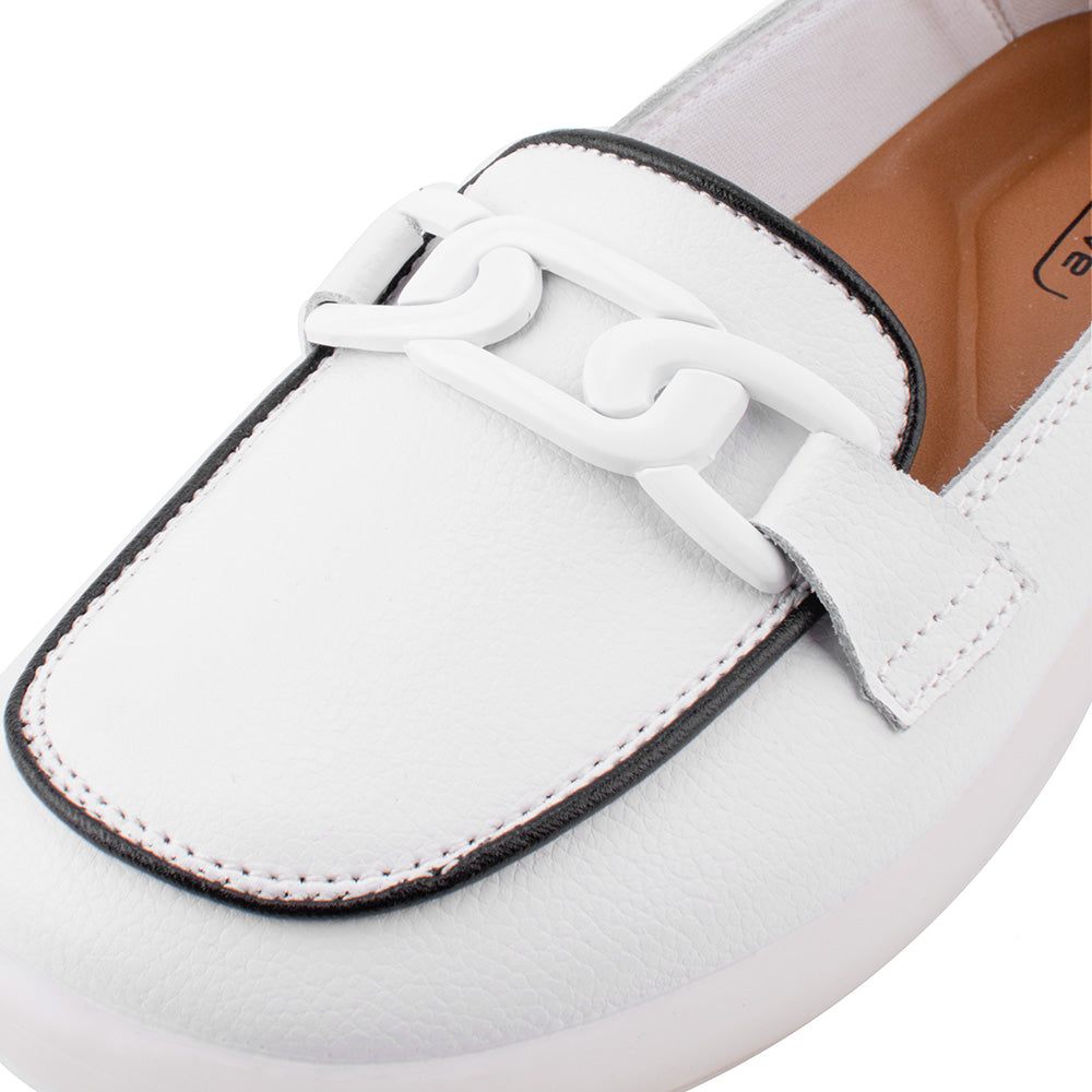 camel active | Women Kate Chain Slip-On Loafers Shoe | White