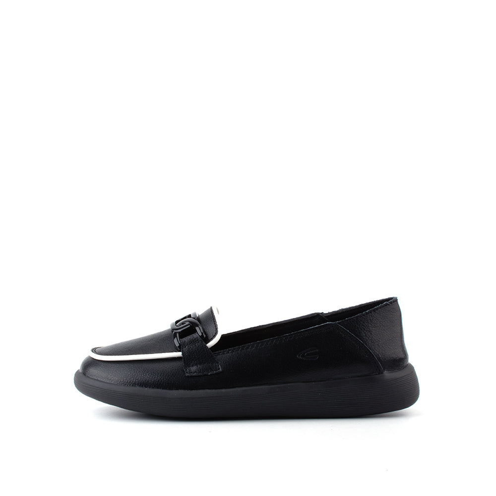 camel active | Women Kate Chain Slip-On Loafers Shoe | Black