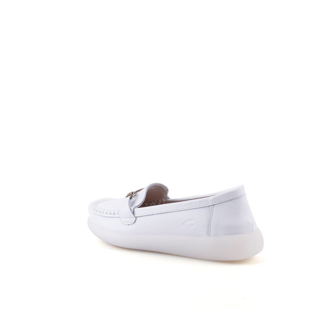 camel active | Women Kate Buckle Slip-On Loafers Shoe | White