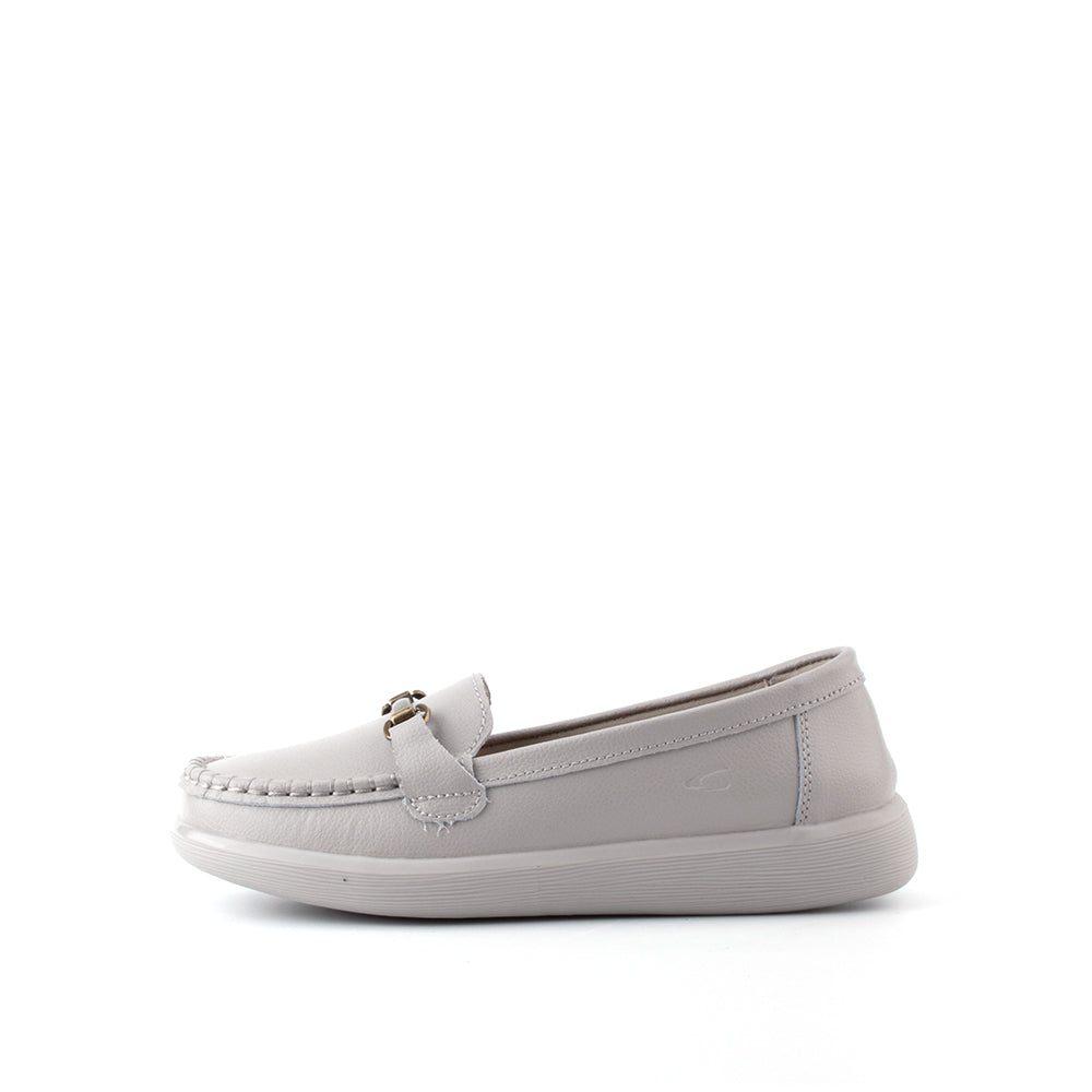 camel active | Women Kate Buckle Slip-On Loafers Shoe | Grey