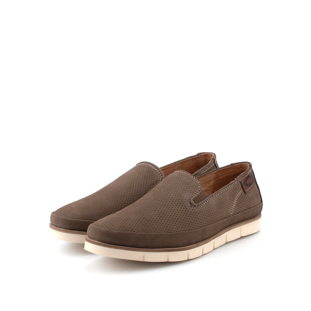 camel active | Slip On Casual Men Shoes with Perforated Details TRAVIZ | Dark Khaki