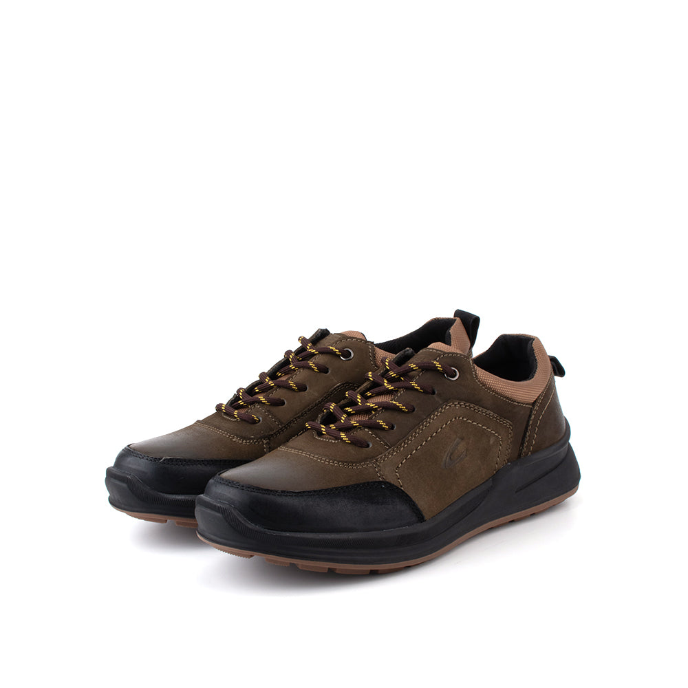 camel active | Lace Up Men Sneakers with Contrasting Front Panel DELTON | Olive