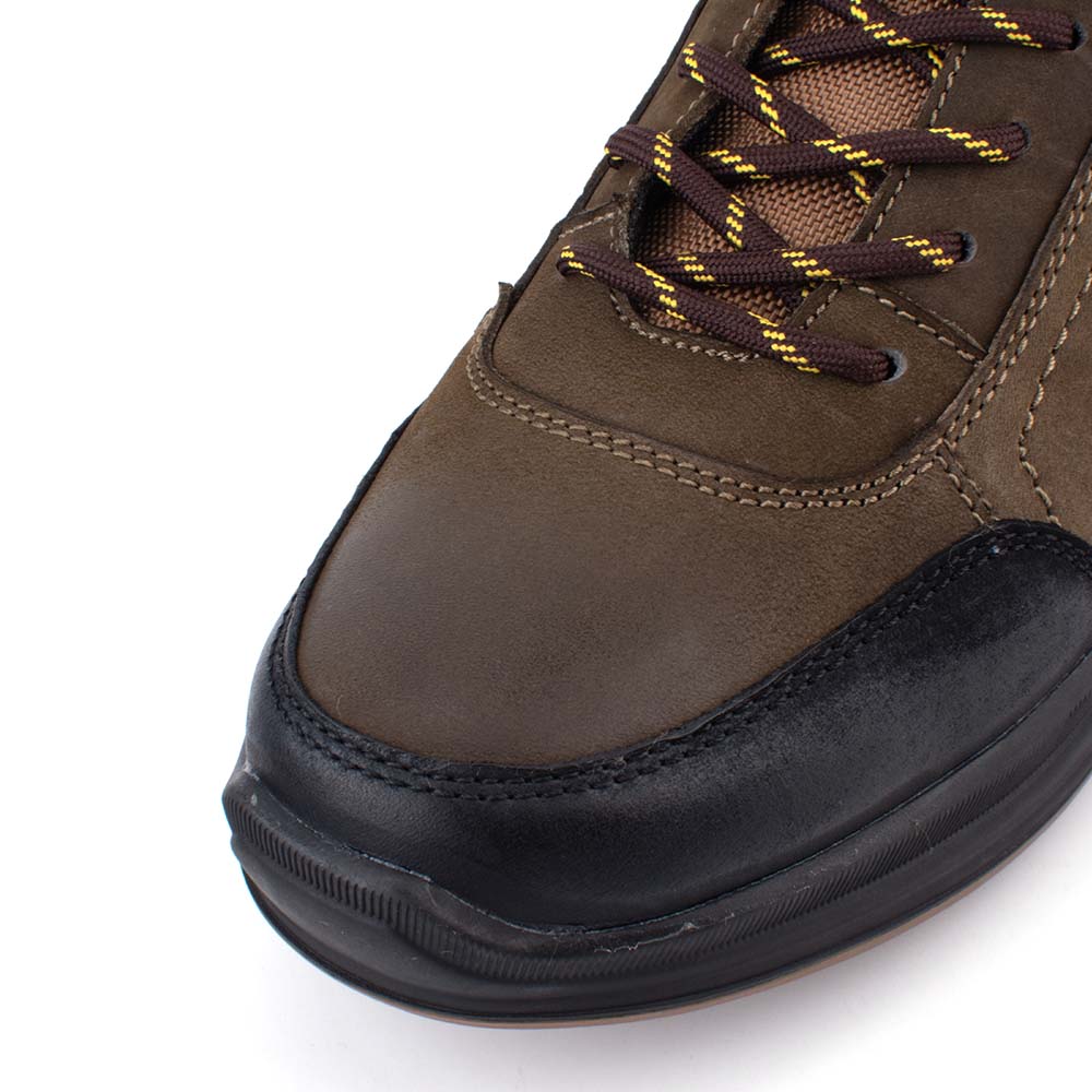 camel active | Lace Up Men Sneakers with Contrasting Front Panel DELTON | Olive