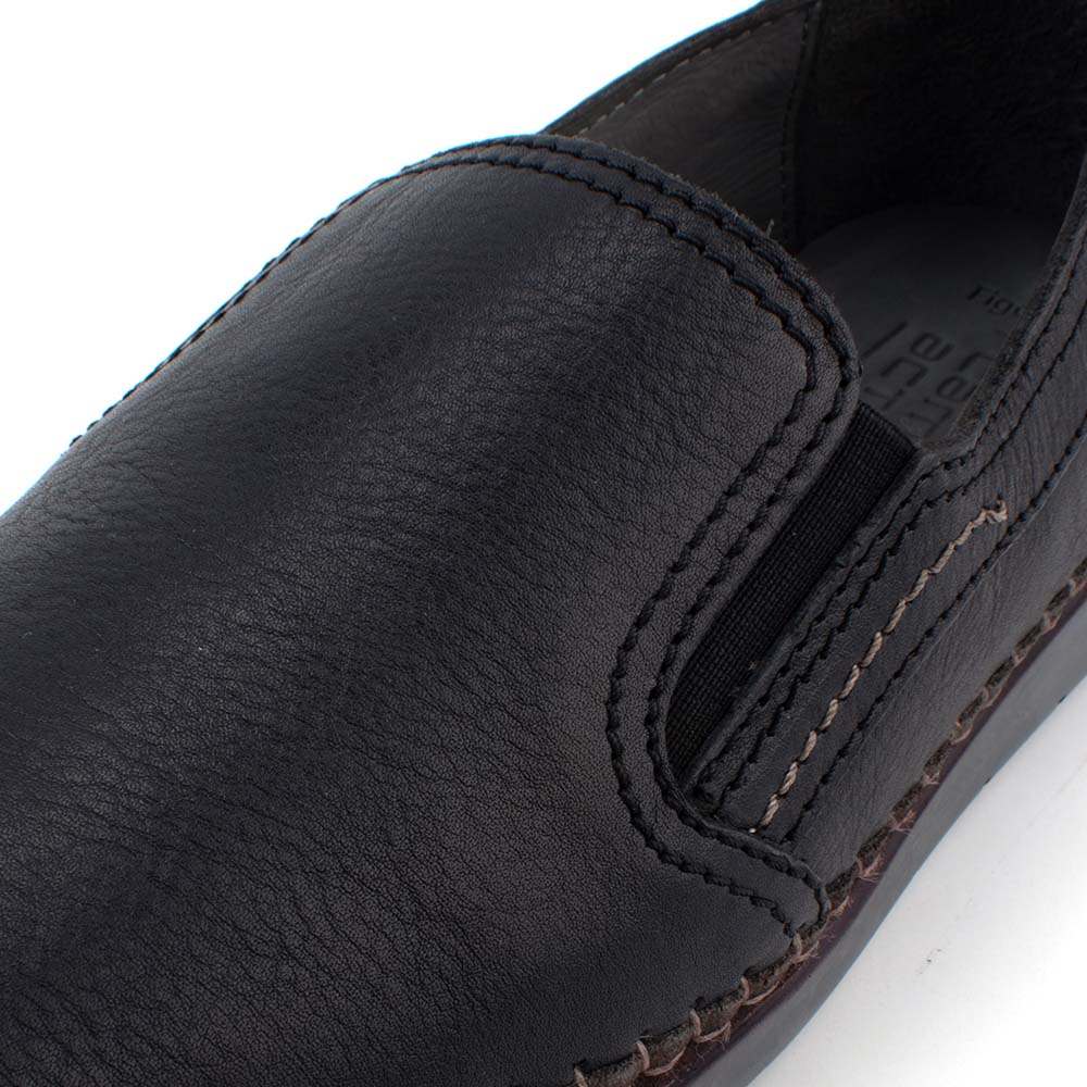 camel active | Leather Stitched Details Slip On Men Shoes FIGOZ | Black