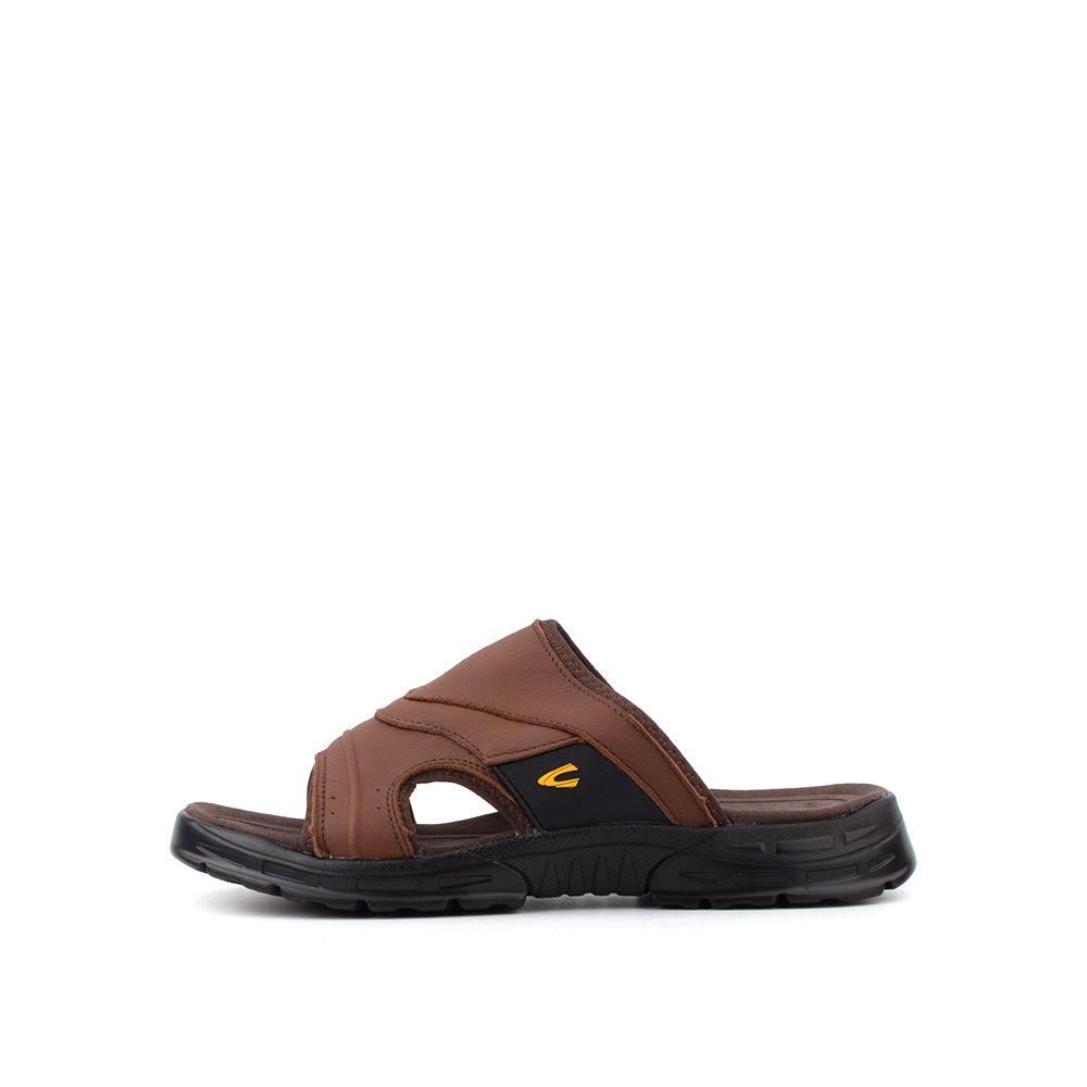 camel active | Leather Slip On Men Sandals with Wide Strap MARCO IV | Brown