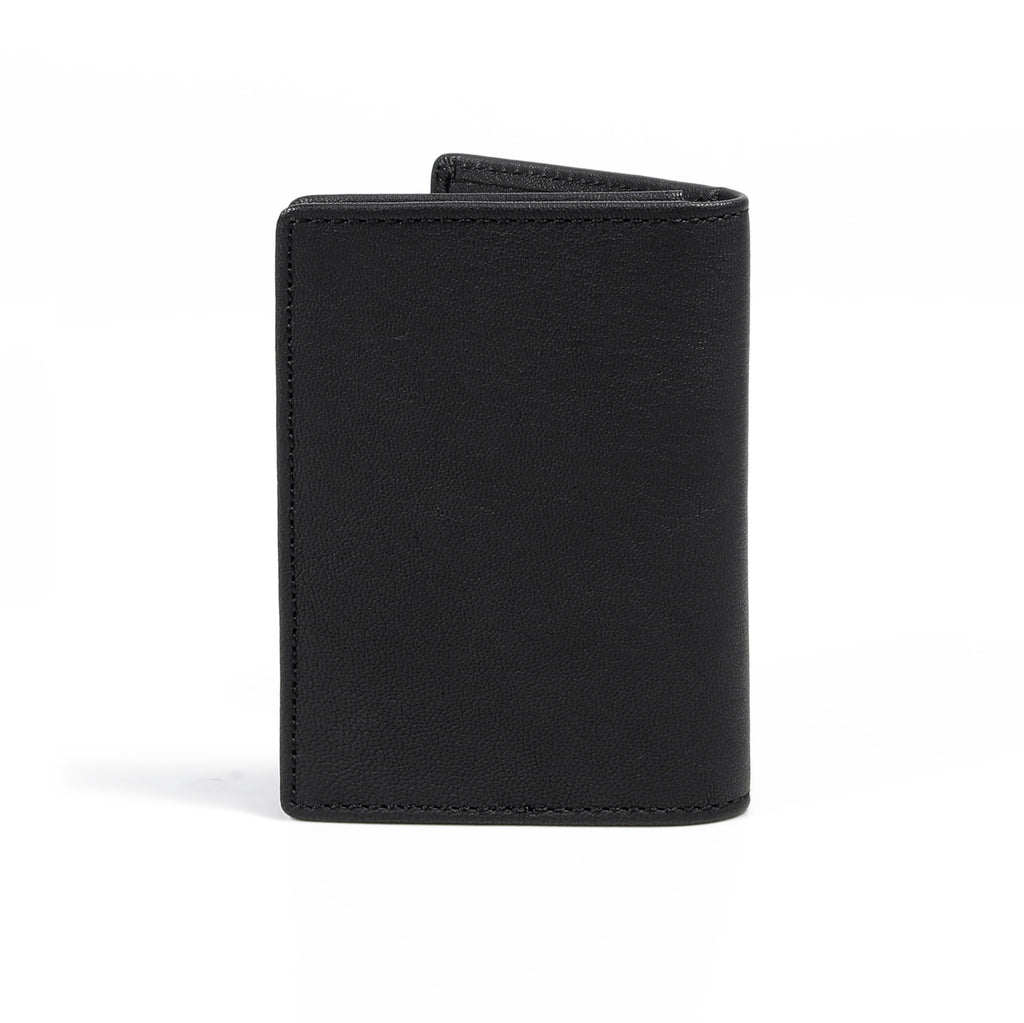 camel active | Men Card Holder Leather 3 Card Compartments Grainy Finished | Black