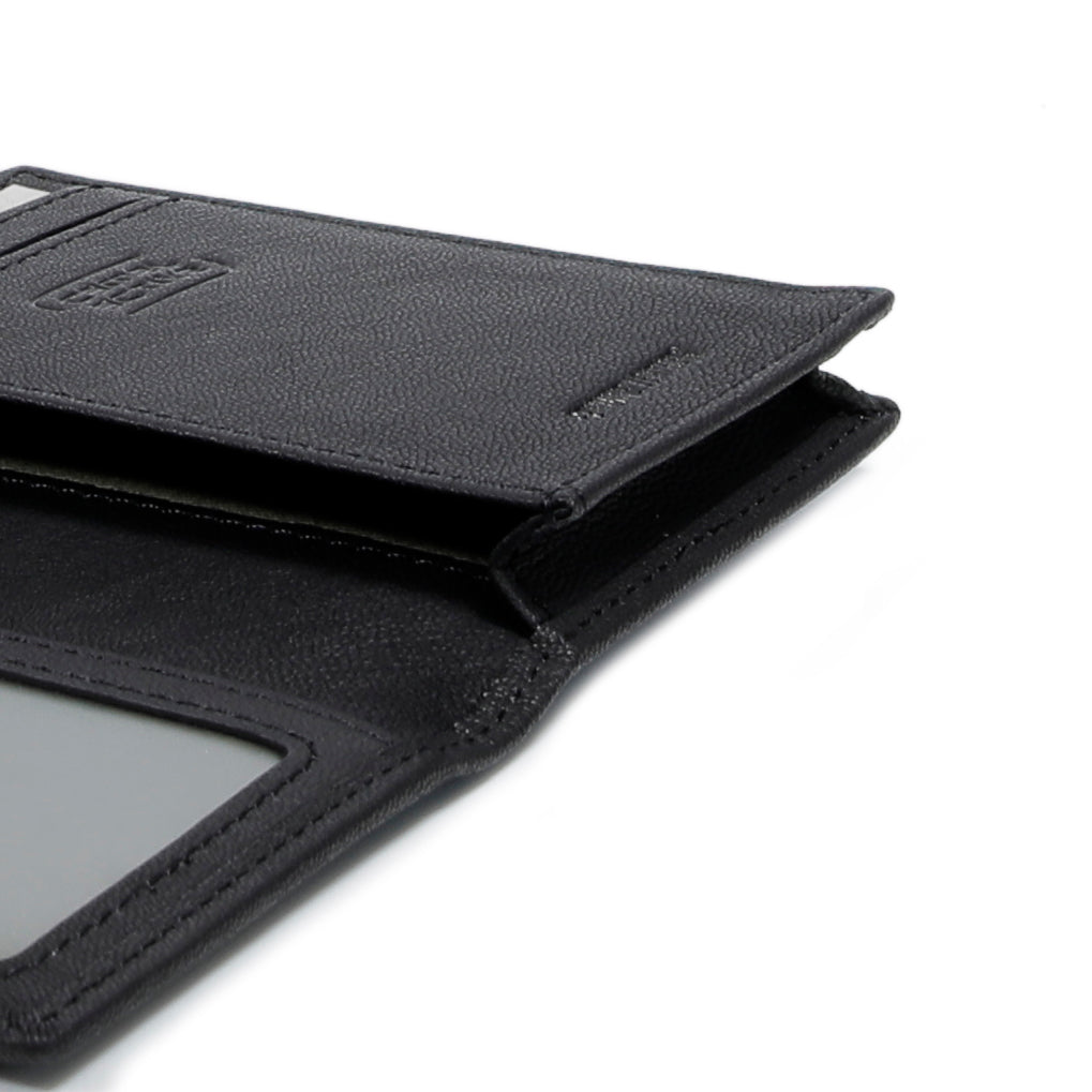 camel active | Men Card Holder Leather 3 Card Compartments Grainy Finished | Black