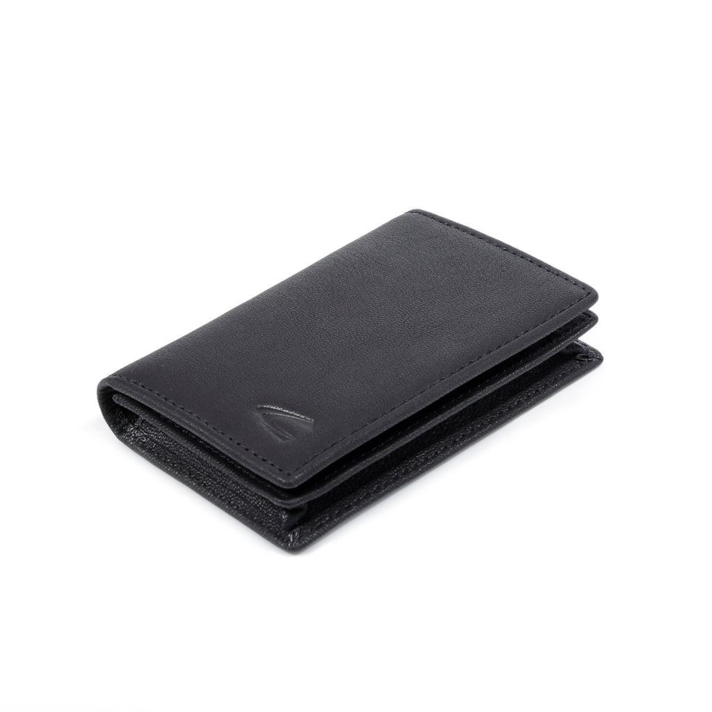 camel active | Men Card Holder Leather 3 Card Compartments Grainy Finished | Black