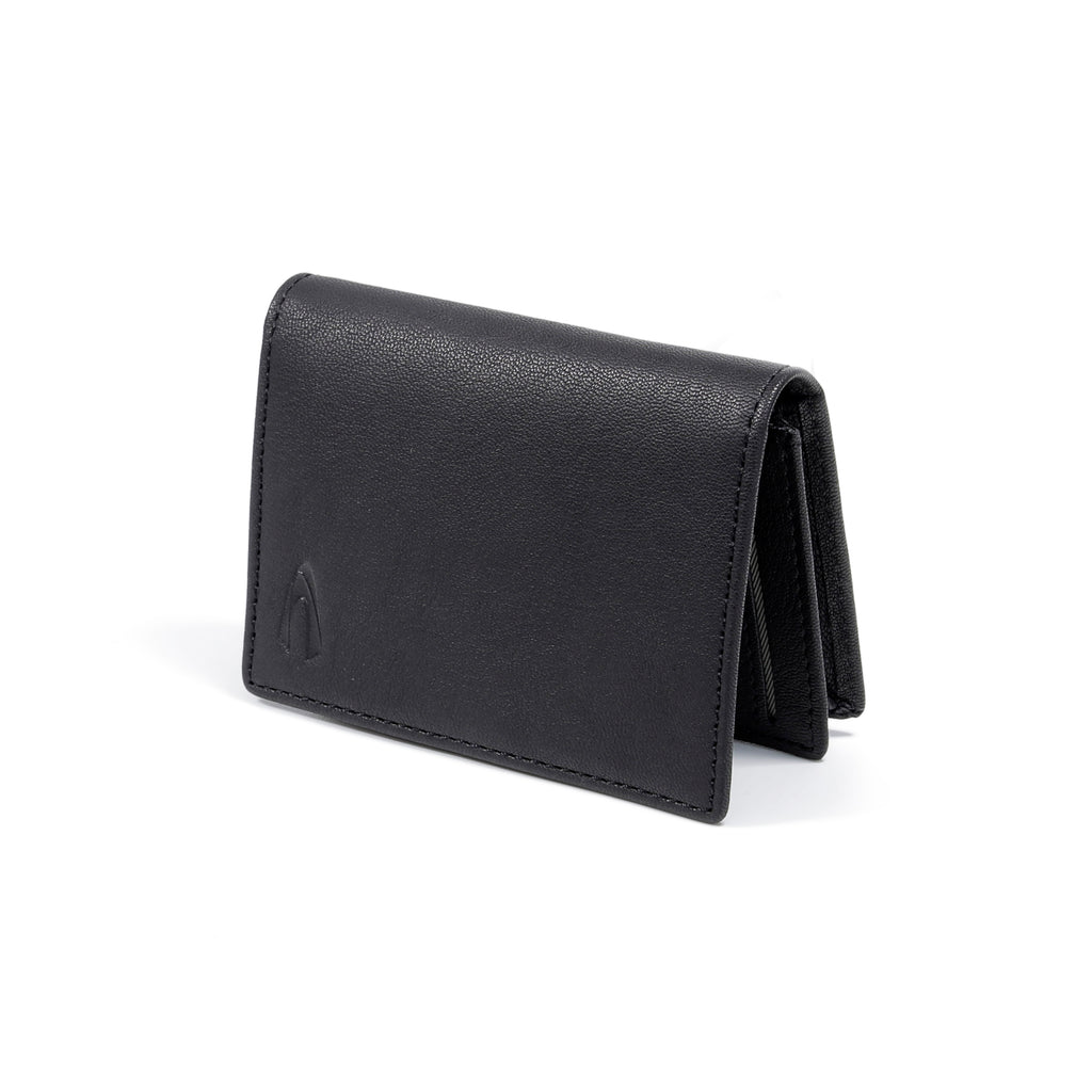 camel active | Men Card Holder Leather 3 Card Compartments Grainy Finished | Black