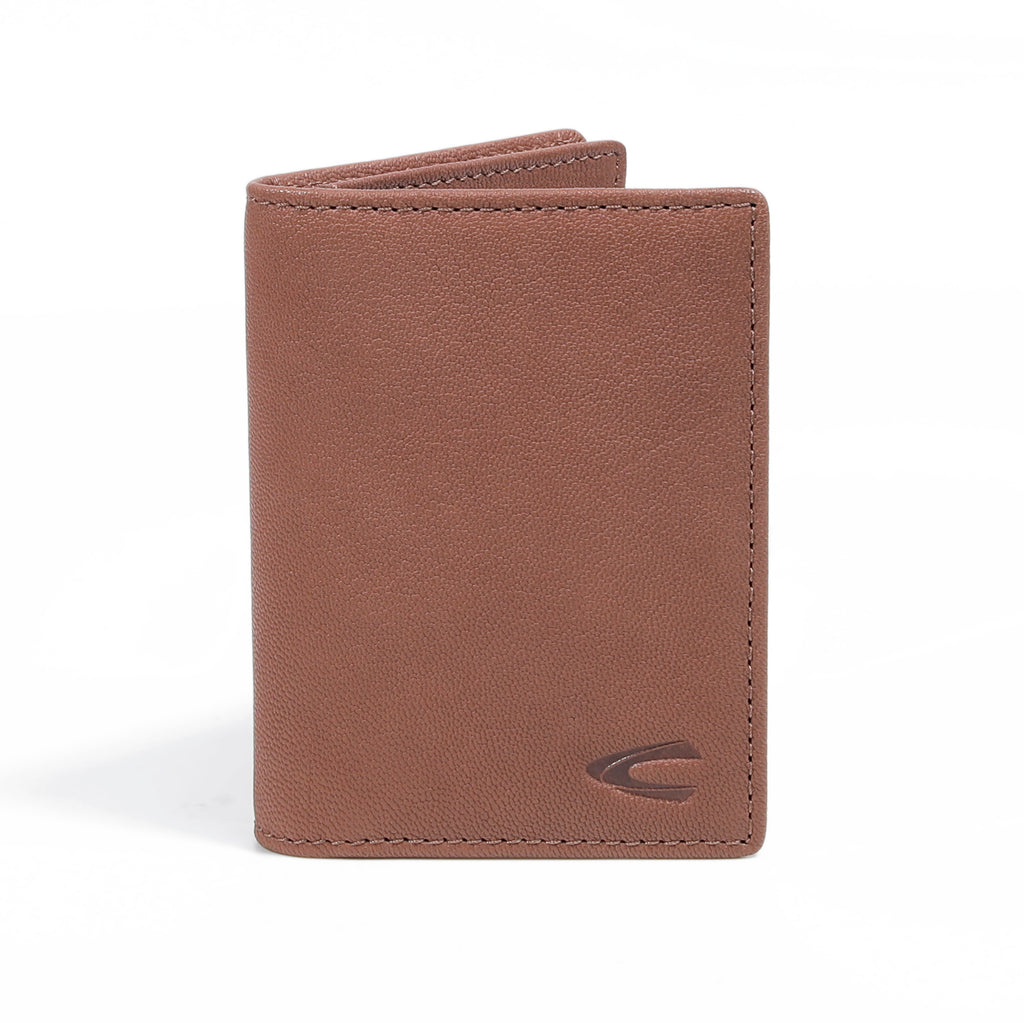 camel active | Men Card Holder Leather 3 Card Compartments Grainy Finished | Brown