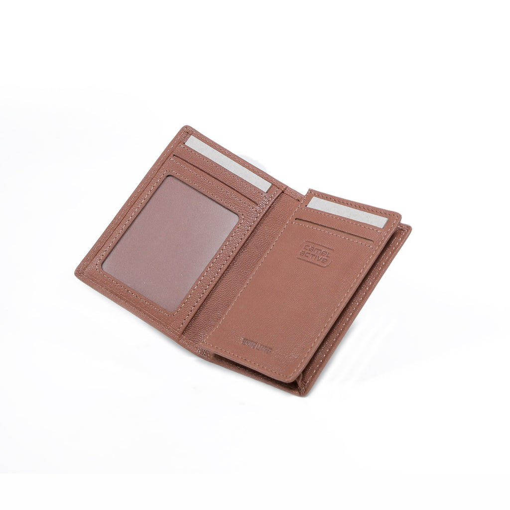 camel active | Men Card Holder Leather 3 Card Compartments Grainy Finished | Brown