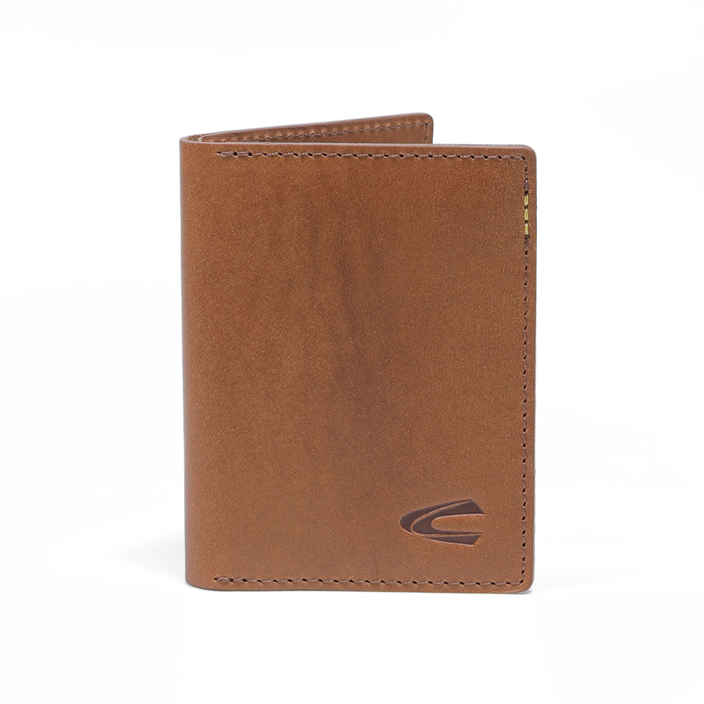 C by camel active | Men Card Wallet Leather 2 Card Compartments Raw Edge Finished | Brown