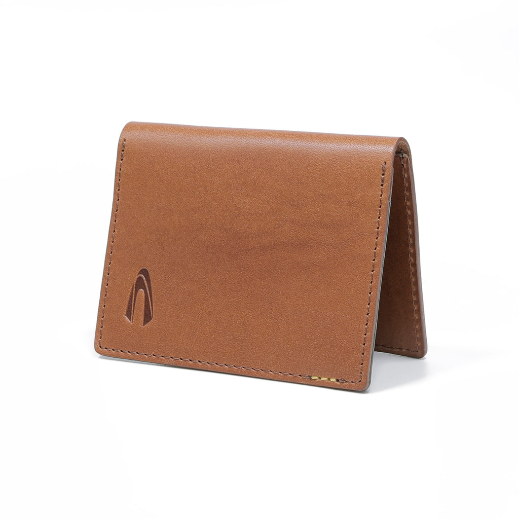 C by camel active | Men Card Wallet Leather 2 Card Compartments Raw Edge Finished | Brown