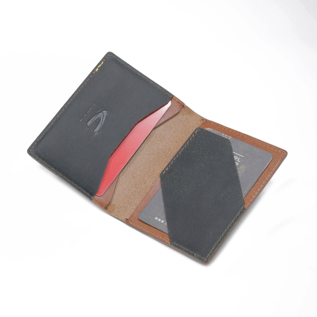 C by camel active | Men Card Wallet Leather 2 Card Compartments Raw Edge Finished | Brown