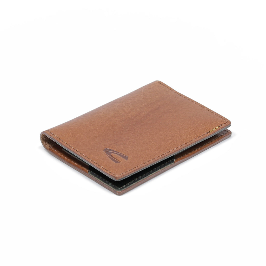 C by camel active | Men Card Wallet Leather 2 Card Compartments Raw Edge Finished | Brown