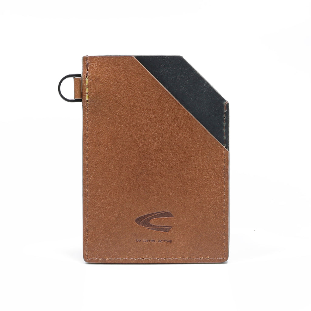 C by camel active | Men Card Holder Leather 3 Card Compartments Raw Edge Finished | Brown