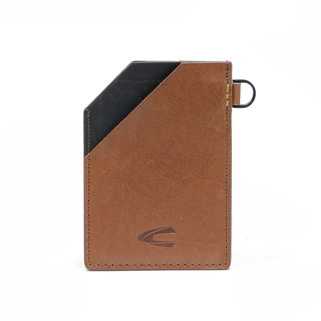 C by camel active | Men Card Holder Leather 3 Card Compartments Raw Edge Finished | Brown