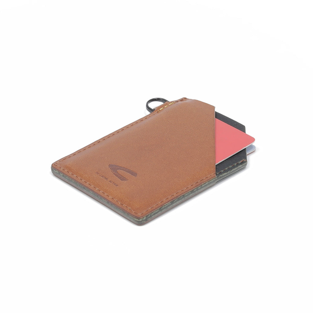 C by camel active | Men Card Holder Leather 3 Card Compartments Raw Edge Finished | Brown