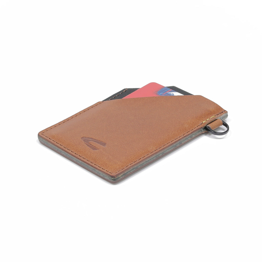 C by camel active | Men Card Holder Leather 3 Card Compartments Raw Edge Finished | Brown