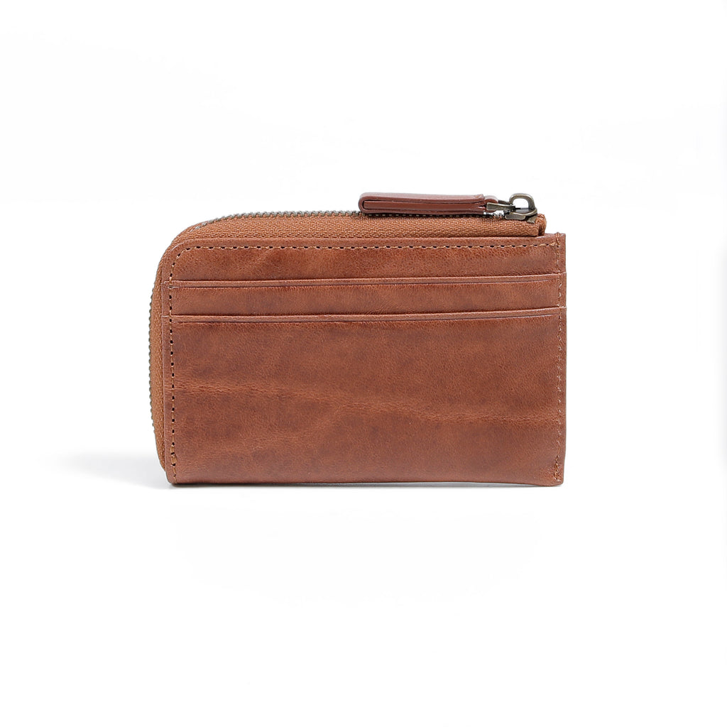camel active | Men Zip Card Pouch Leather 6 Card Compartment Grainy Finished | Brown