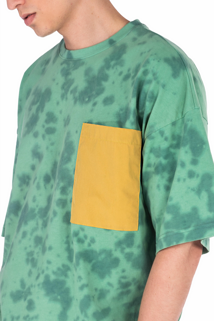 C by camel active | Short Sleeve T-Shirt in Oversized with Tie-Dye | Green