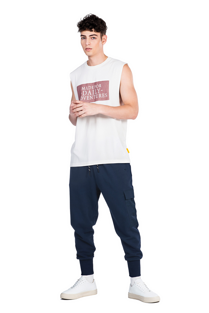 C by camel active | Sleeveless Tank Top in Loose Fit with Graphic Print in Organic Cotton | Off White