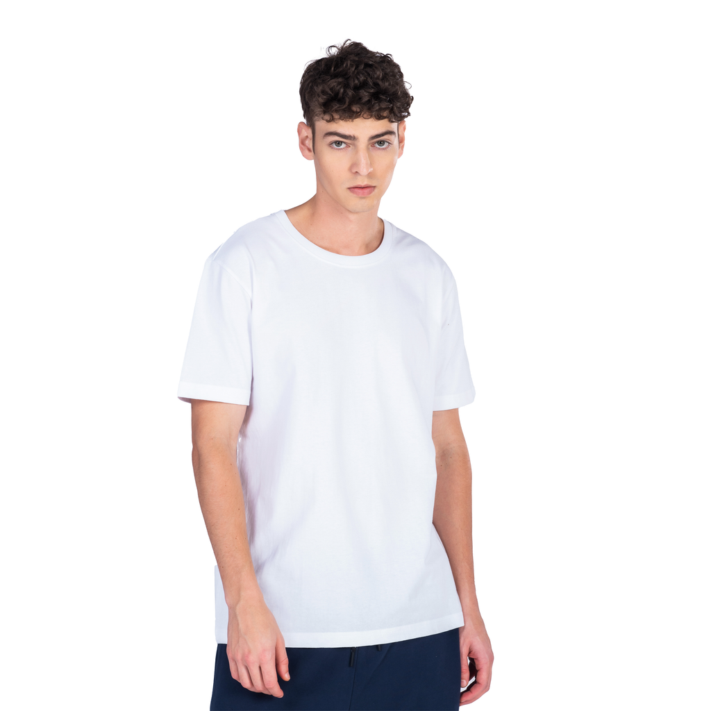C by camel active | Short Sleeve T-Shirt in Loose Fit with Graphic Print in Cotton Jersey | White