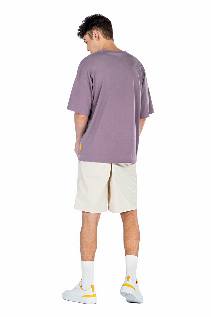 C by camel active | Short Sleeve T-Shirt in Oversized with Crew Neck in Cotton Jersey | Lavender