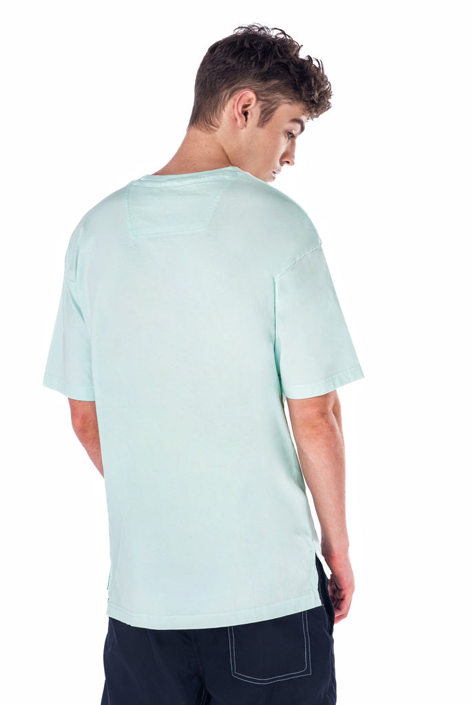 C by camel active | Short Sleeve T-Shirt in Regular Fit with Graphic Print | Light Blue