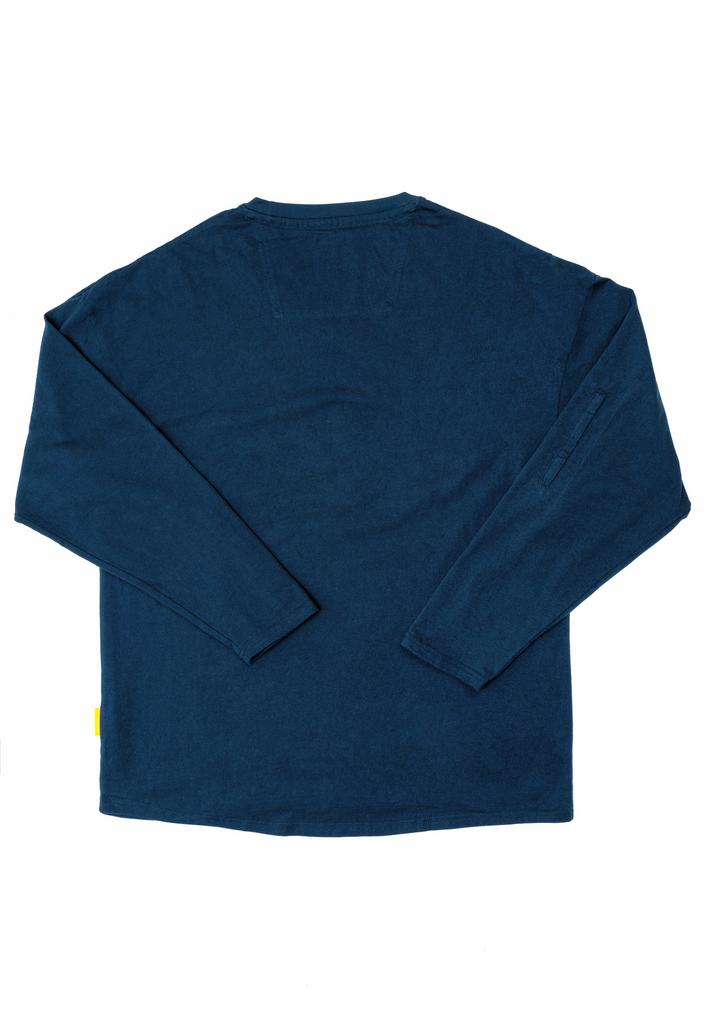 C by camel active | Long Sleeve T-Shirt in Oversized with Graphic Print in Cotton Jersey | Navy Blue