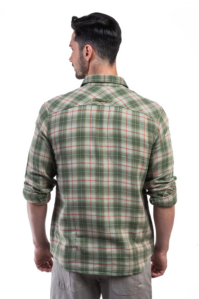 camel active | Long Sleeve Shirt in Regular Fit with Checked | Olive