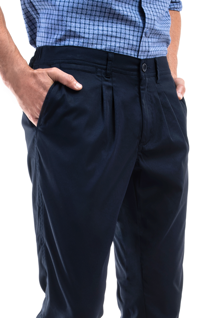 camel active | Chino Trousers in Regular Fit with Elasticated Waistband | Navy Blue