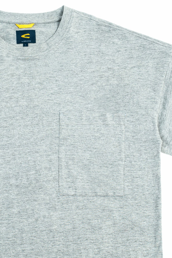 C by camel active | Short Sleeve T-Shirt in Oversized with Crew Neck in Cotton Jersey | Light Grey