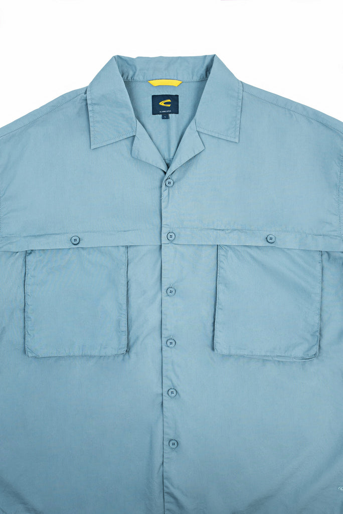 C by camel active | Short Sleeve Shirt in Oversized with Chest Pockets | Blue