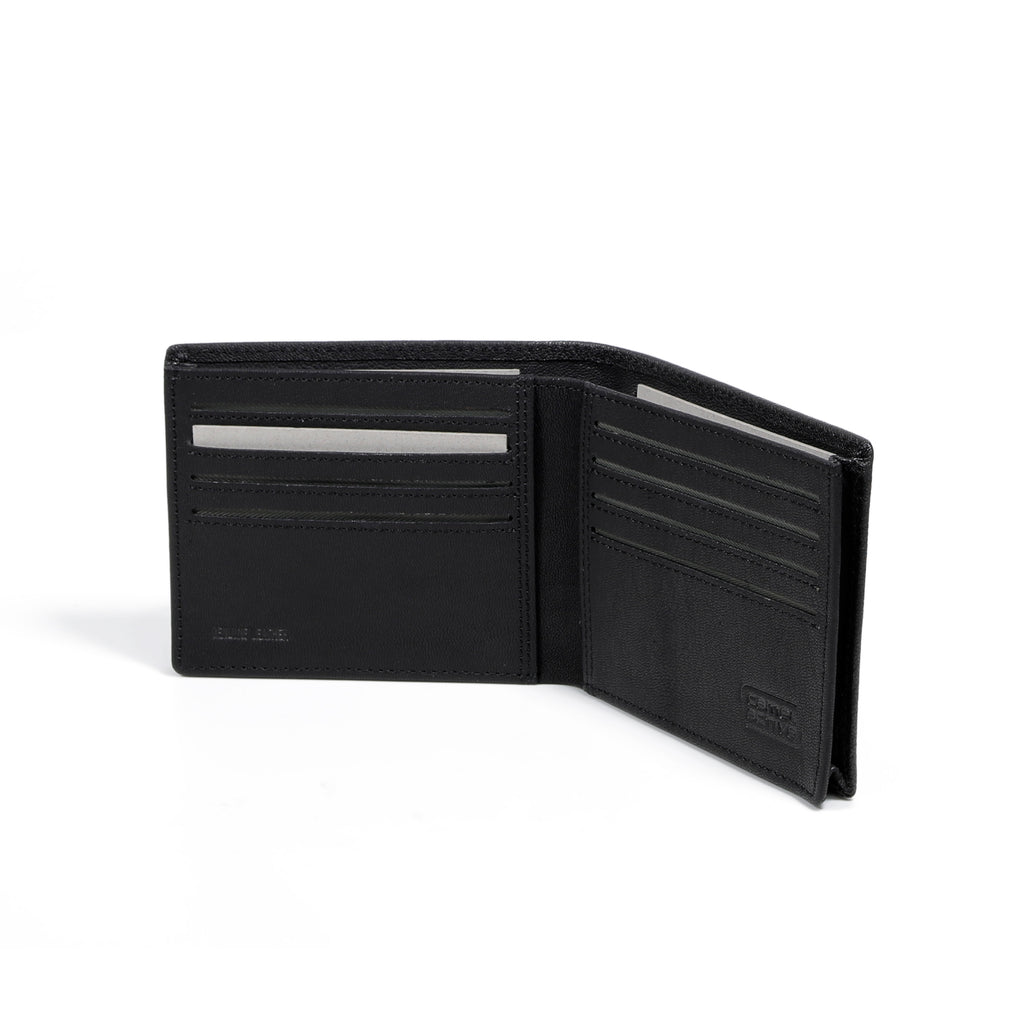camel active | Men Bi Fold Wallet Leather 10 Card Compartments Grainy Finished | Black