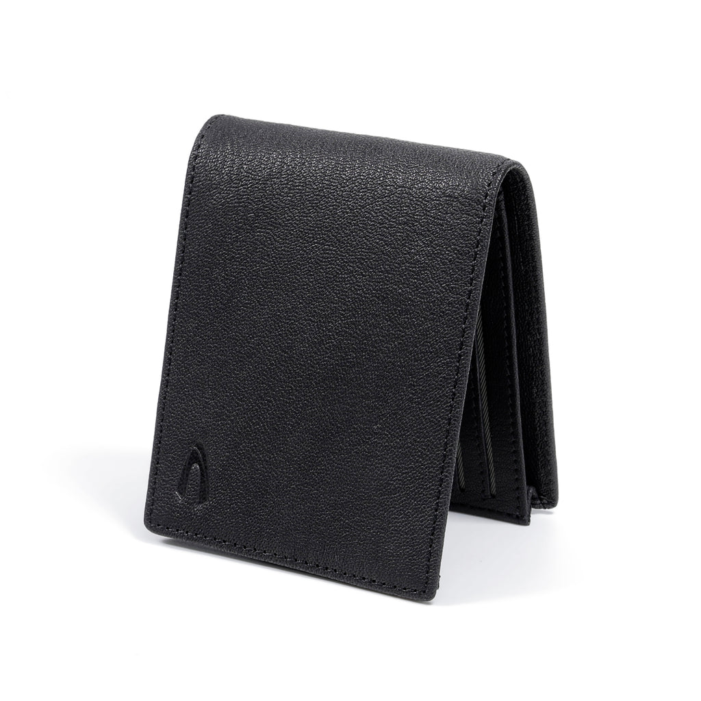 camel active | Men Bi Fold Wallet Leather 10 Card Compartments Grainy Finished | Black