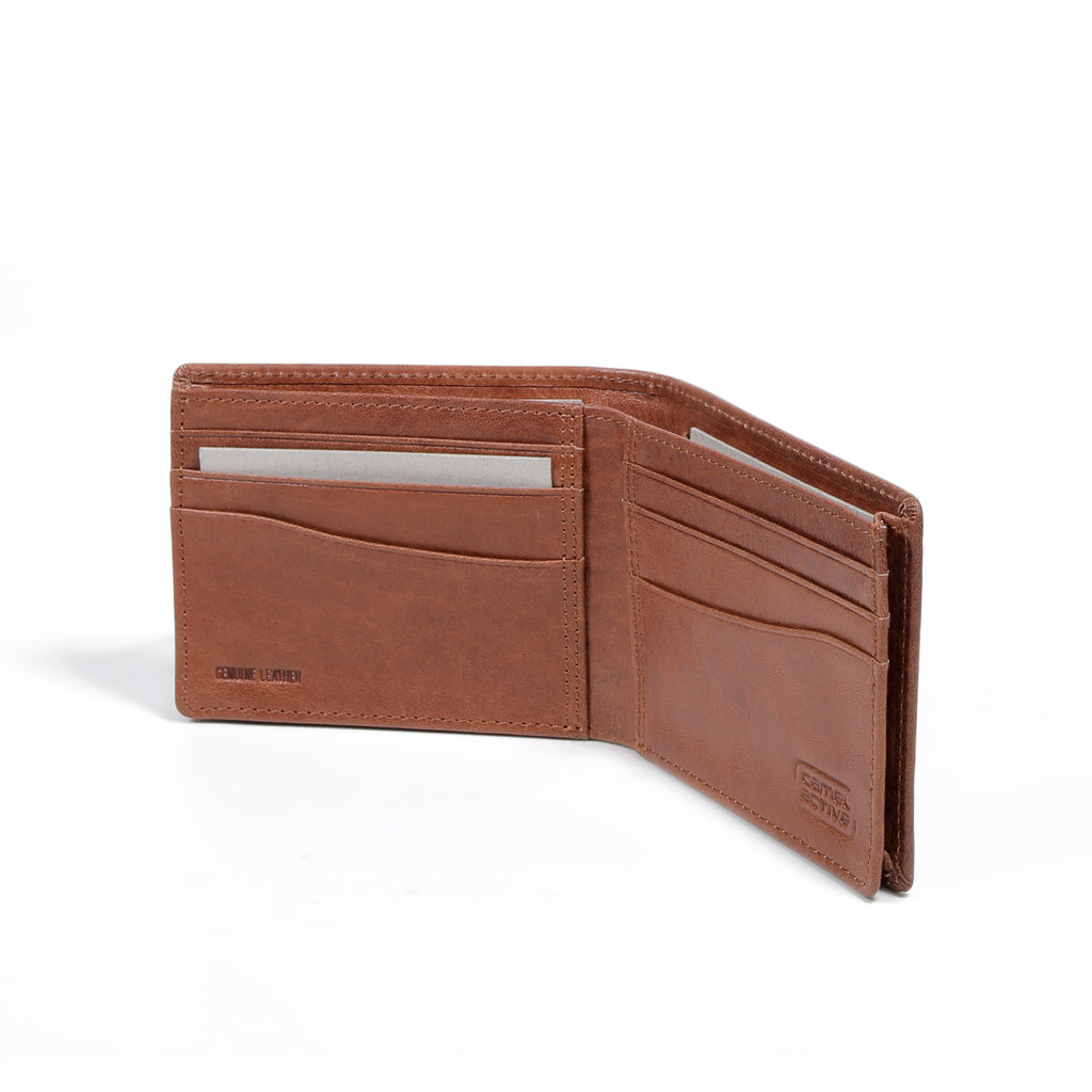 camel active | Men Bi Fold Wallet Leather 8 Card Compartments Grainy Finished | Brown