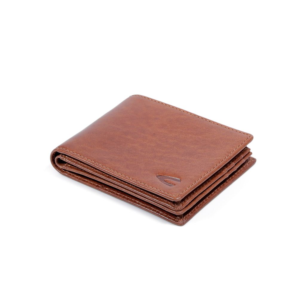camel active | Men Bi Fold Wallet Leather 8 Card Compartments Grainy Finished | Brown