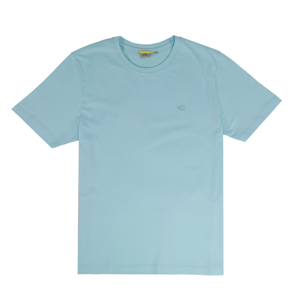 camel active | Short Sleeve T-Shirt Regular Fit Round Neck in Cotton Jersey | Light Blue