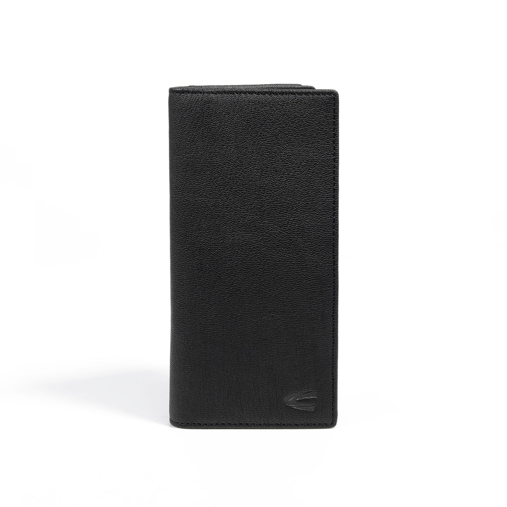 camel active | Men Long Wallet Leather 12 Card Compartments Grainy Finished | Black