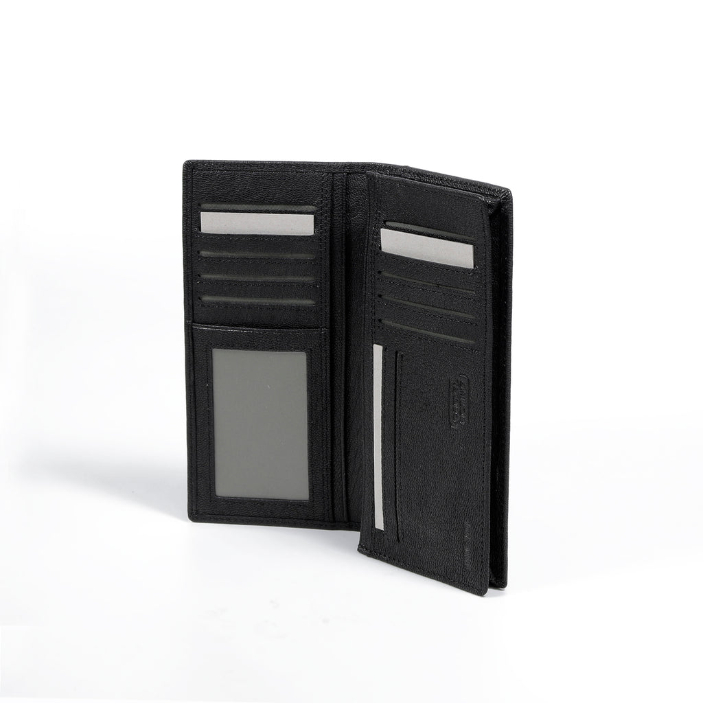 camel active | Men Long Wallet Leather 12 Card Compartments Grainy Finished | Black